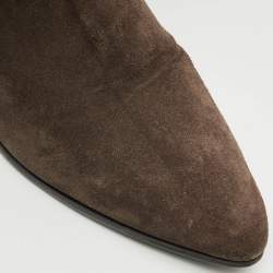 مملوكة مسبقًا Prada Dark Brown Suede Fold Over Knee Length Boots Size 40