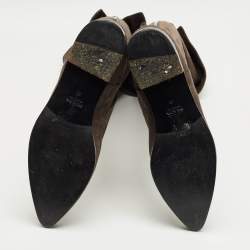 مملوكة مسبقًا Prada Dark Brown Suede Fold Over Knee Length Boots Size 40