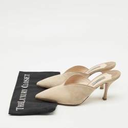 Pre Owned Prada Grey Suede Pointed Toe Mule Sandals Size 38