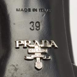 Pre Owned Prada Black Patent Leather Logo Slide Sandals Size 39
