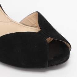 Pre Owned Prada Black Suede Ankle Strap Sandals Size 38.5