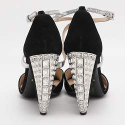 Pre Owned Prada Black Suede Ankle Strap Sandals Size 38.5