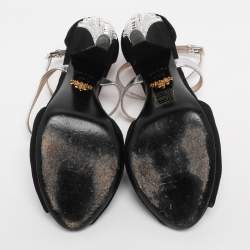 Pre Owned Prada Black Suede Ankle Strap Sandals Size 38.5