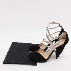 Pre Owned Prada Black Suede Ankle Strap Sandals Size 38.5