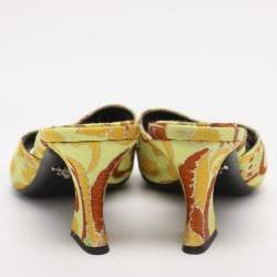 Pre Owned Prada Multicolor Paisley Embroidered Jacquard Slide Sandals Size 38.5
