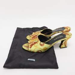 Pre Owned Prada Multicolor Paisley Embroidered Jacquard Slide Sandals Size 38.5