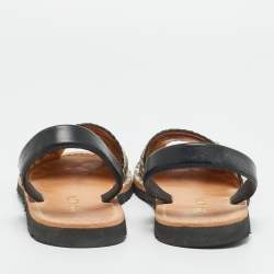 Pre Owned Prada Grey Python and Leather Flat Slingback Sandals Size 39.5