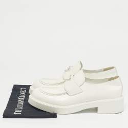 Pre Owned Prada White Leather Monolith Loafers Size 40