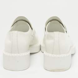 Pre Owned Prada White Leather Monolith Loafers Size 40