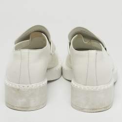 Pre Owned Prada White Leather Slip On Loafers Size 37.5
