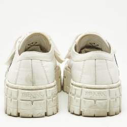 Pre Owned Prada White Nylon Double Wheel Low Top Sneakers Size 37.5