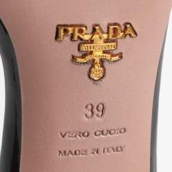 Pre Owned Prada Black Patent Leather Embellished Slide Sandals Size 39