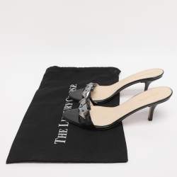 Pre Owned Prada Black Patent Leather Embellished Slide Sandals Size 39