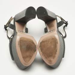 Pre Owned Prada Black Snakeskin Leather Ankle Strap Sandals Size 36