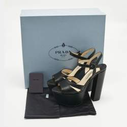 Pre Owned Prada Black Snakeskin Leather Ankle Strap Sandals Size 36