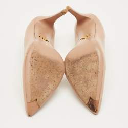 Pre Owned Prada Beige Leather Pointed Toe Pumps Size 37.5