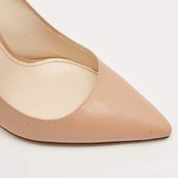 Pre Owned Prada Beige Leather Pointed Toe Pumps Size 37.5