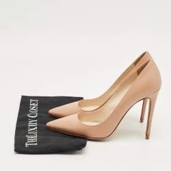 Pre Owned Prada Beige Leather Pointed Toe Pumps Size 37.5
