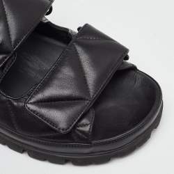 Pre Owned Prada Black Quilted Padded Leather Ankle Strap Sandals Size 38