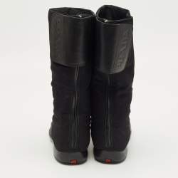 Pre Owned Prada Black Leather Knee Length Boots Size 37