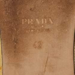 Pre Owned Prada Metallic Gold Leather Flat Mules Size 42