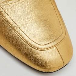 Pre Owned Prada Metallic Gold Leather Flat Mules Size 42
