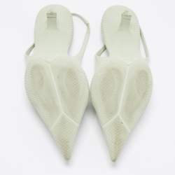 Pre Owned Prada Green Leather Pointed Toe Slingback Pumps 39.5