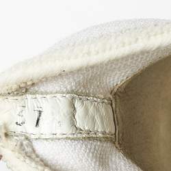 Pre Owned Prada White Knit Fabric Logo Low Top Sneakers Size 37.5