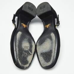 Pre Owned Prada Black Velvet Mary Jane Pumps Size 37.5