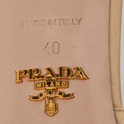 Pre Owned Prada Beige Patent Leather Pointed Toe Slip On Mules Size 40