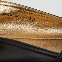 Pre Owned Prada Black Leather Bow Detail Espadrilles Flats Size 38