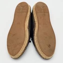 Pre Owned Prada Black Leather Bow Detail Espadrilles Flats Size 38