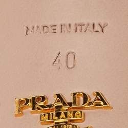 Pre Owned Prada Beige Saffiano Lux Leather Open Toe Bow Slide Sandals Size 40