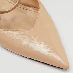 Pre Owned Prada Beige Saffiano Lux Leather Pointed Toe Bow Mules Size 40