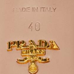 Pre Owned Prada Beige Saffiano Lux Leather Pointed Toe Bow Mules Size 40