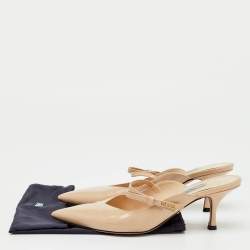 Pre Owned Prada Beige Saffiano Lux Leather Pointed Toe Bow Mules Size 40