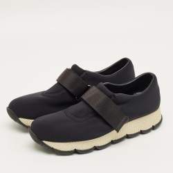 Pre Owned Prada Navy Blue Neoprene Velcro Sneakers Size 37