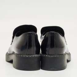 Pre Owned Prada Black Leather Slip On Loafers Size 41