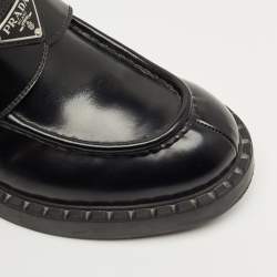 Pre Owned Prada Black Leather Slip On Loafers Size 41