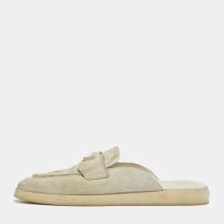 Pre Owned Prada Grey Suede Sabot Mules Size 40.5