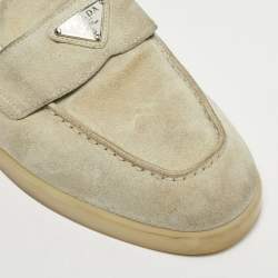 Pre Owned Prada Grey Suede Sabot Mules Size 40.5