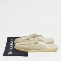 Pre Owned Prada Grey Suede Sabot Mules Size 40.5