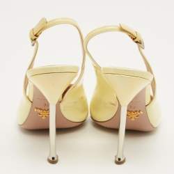 Pre Owned Prada Yellow Patent LeatherRound Toe Slingback Pumps Size 39