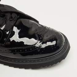 Pre Owned Prada Black Patent Leather Lace Up Brogue Sneakers Size 39