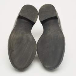 Pre Owned Prada Black Brushed Leather Slip On Loafers Size 35.5