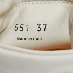 Pre Owned Prada White Nylon Triangle Pouch Pocket High Top Sneakers Size 37