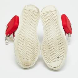 Pre Owned Prada White Nylon Triangle Pouch Pocket High Top Sneakers Size 37