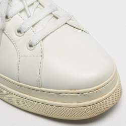 Pre Owned Prada White/Black Leather Lace Up Low Top Sneakers Size 38.5