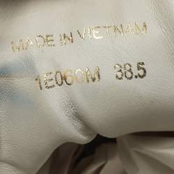 Pre Owned Prada White/Black Leather Lace Up Low Top Sneakers Size 38.5