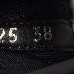 Pre Owned Prada White/Black Knit Fabric and Nylon Low Top Sneakers Size 38